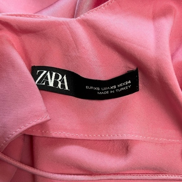 NWT ZARA 90s Y2K Barbie Pink Satin Asymmetric Hem Sleeveless Slip Midi Dress XS - Picture 8 of 9